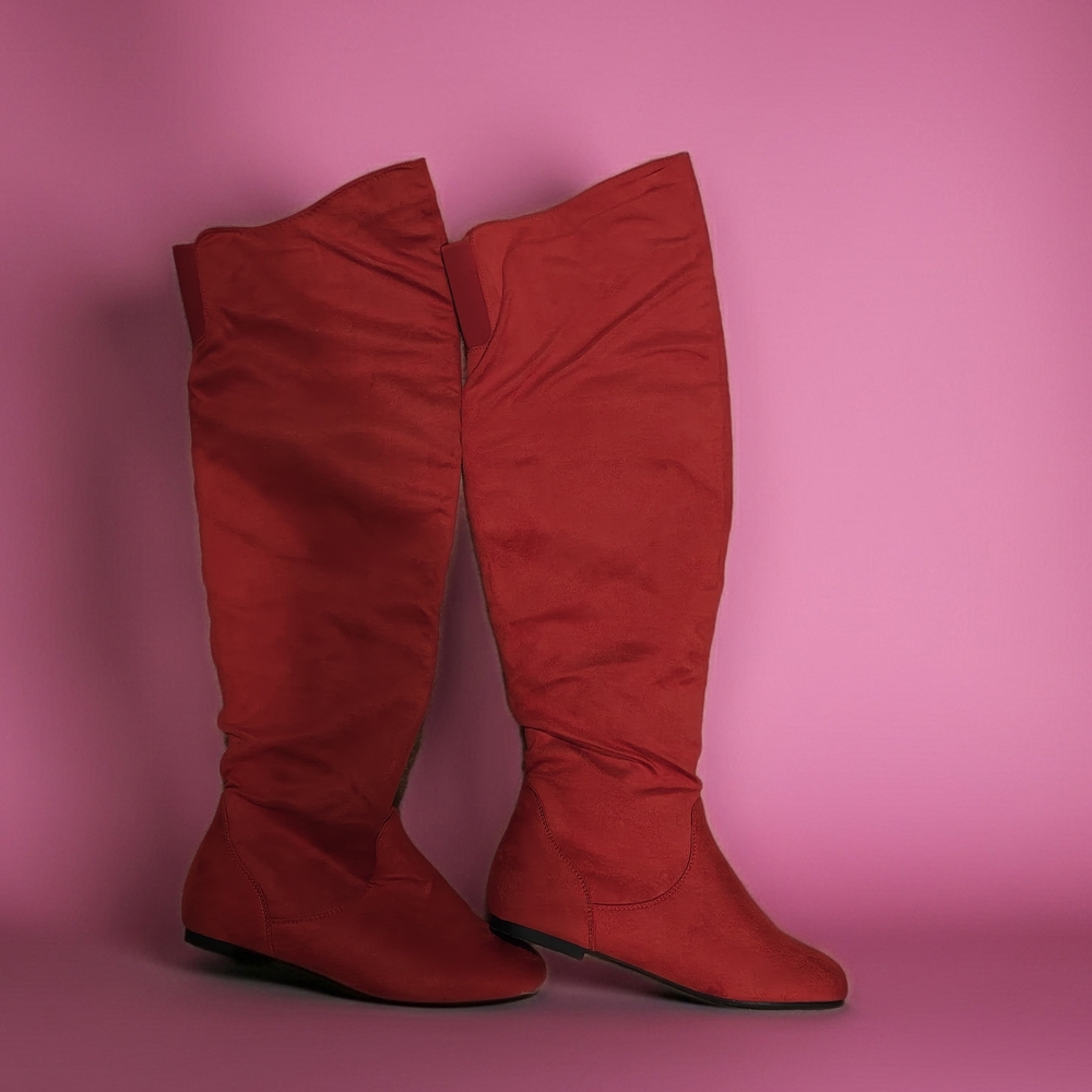 Elegant Red Over the Knee Women's Boots